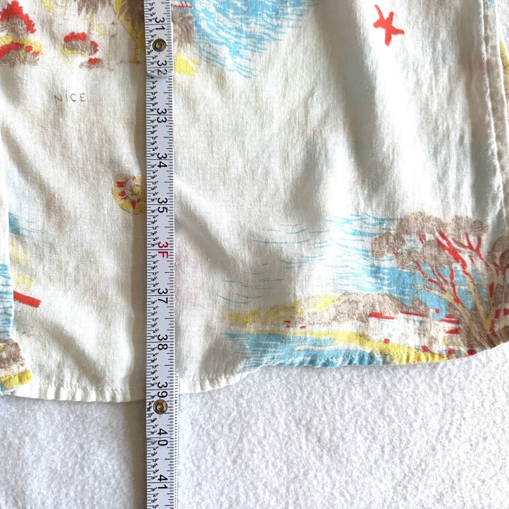 Calypso St Barth L Linen Postcard Print Shirt Dress Monaco Menton Nice Roll Tab - Picture 9 of 16